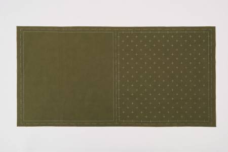 Cosmo Sashiko Cotton & Linen Precut Fabric - Kasuri - Khaki -- Lecien