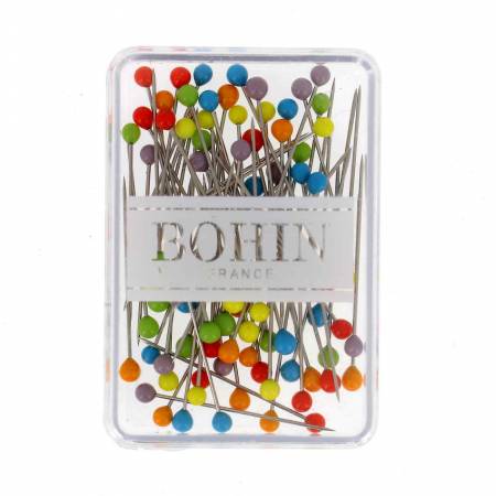 Bohin Glass Head Pins 1-3/16in, 80 Pins