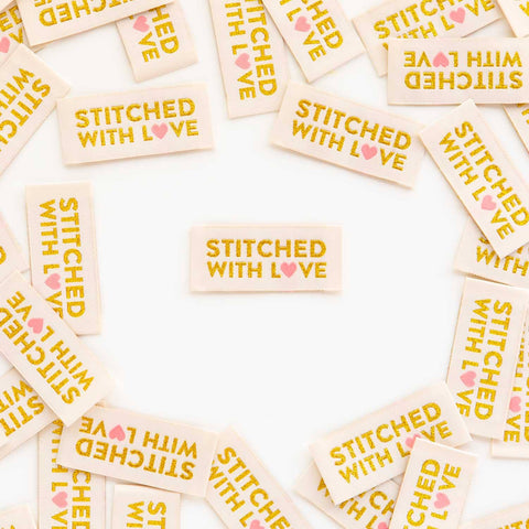 Stitched with Love Woven Labels  - Sewing Woven Clothing Tag