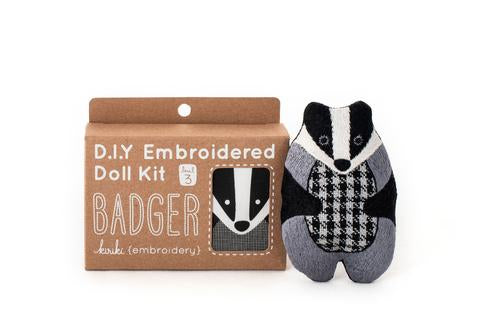 DIY Embroidered Doll Kit - Badger