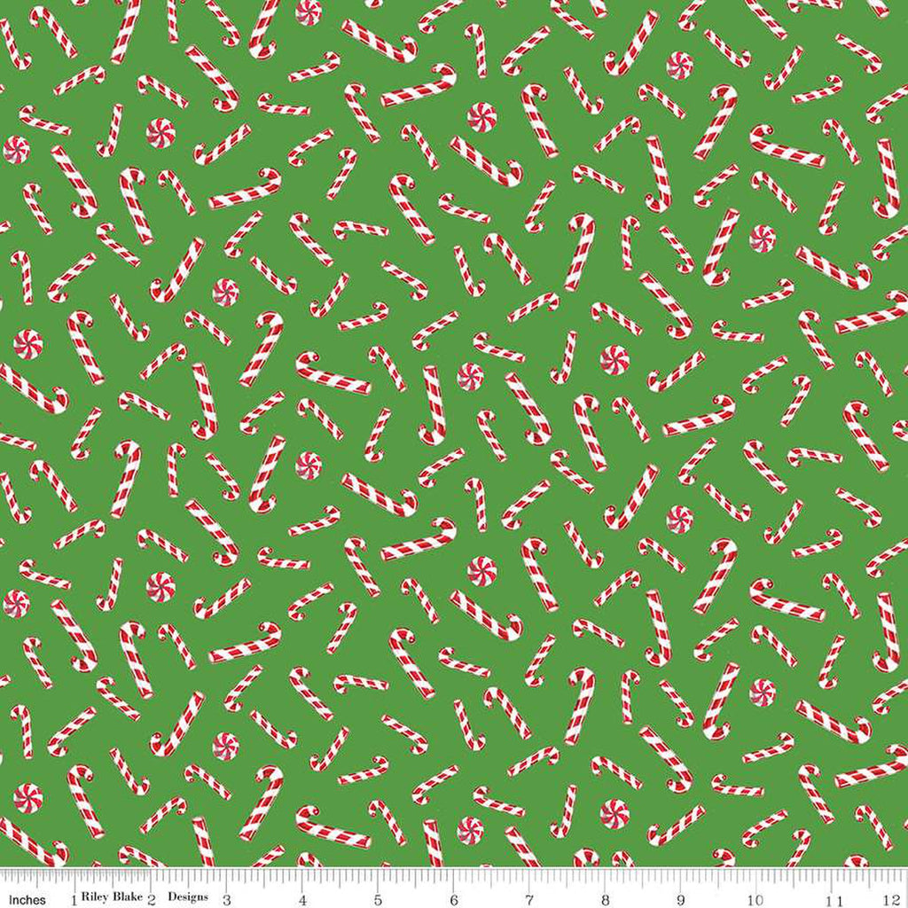 Christmas Joys Candy Canes Green -- Riley Blake Designs