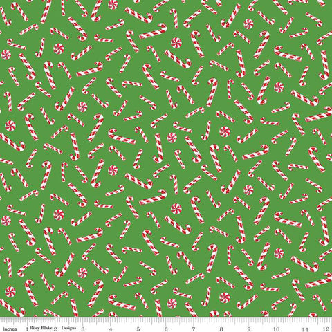 Christmas Joys Candy Canes Green -- Riley Blake Designs
