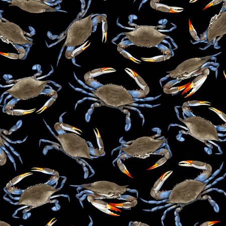 Black Blue Crabs-- Lighthouse by Michael Searle Collection --- Timeless Treasures