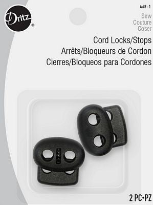2 Cord Stops Black -- Dritz