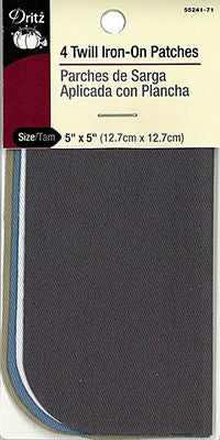 Twill Iron-On Patch Light Assortment 4ct --- Dritz