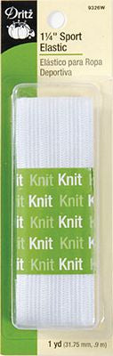 1-1/4in White Sport Elastic 1yd -- Dritz