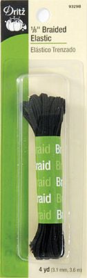 1/8in Black Braided Elastic 4yd -- Dritz