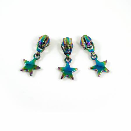 #5 Emmaline Slider with Star Dangle Pull 10 Pack Rainbow -- Emmaline Bags