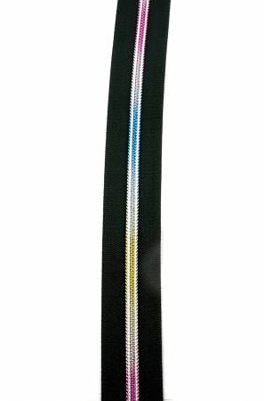 #5 Emmaline Zippers-by-the-Yard 3yds Black Rainbow Teeth -- Emmaline Bags
