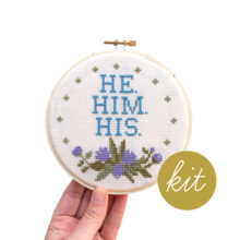 Prounons (He. Him. His) Embroidery Kit --- Junebug and Darlin