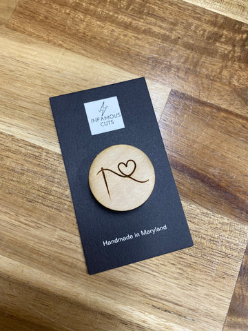 Needle with Heart Thread Wood Needleminder — Infamous Cuts
