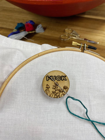 Fuck with Flowers Wood Needleminder — Infamous Cuts