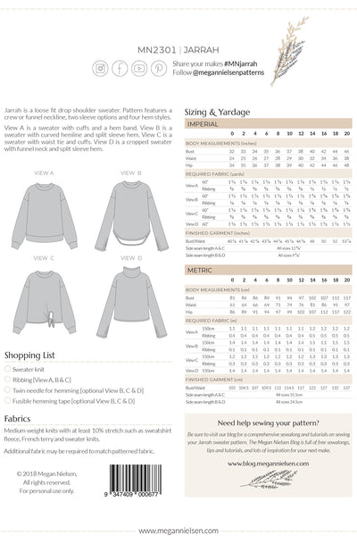 Jarrah sweater SEWING PATTERN by Megan Nielsen