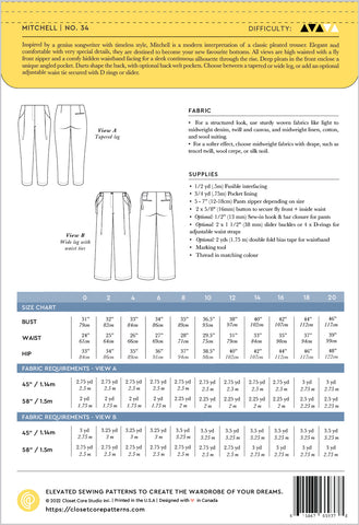 Mitchell Trousers Pattern -- Close Core Patterns