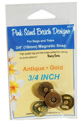 3/4in Magnetic Snap Antique Gold -- Pink Sand Beach