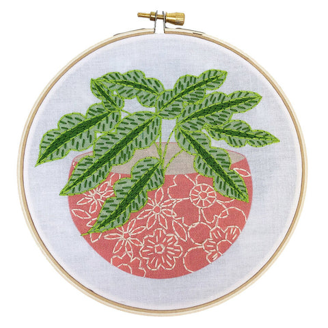 Pink Flower Pot Embroidery Kit -- RikRack Embroidery