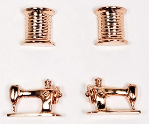 Thread & Sewing Machine Earrings Set 2 ct in Rose Gold
