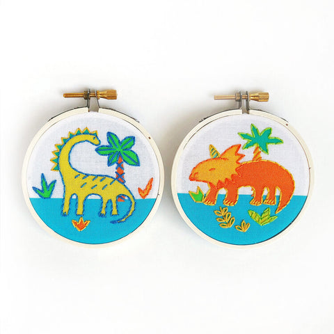 Dinos Mini Embroidery Kit -- RikRack Embroidery