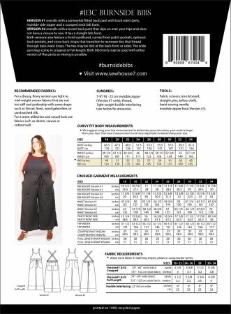Burnside Bib Curvy Fit Pattern --- Sew House Seven