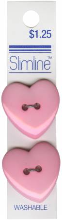 2 Hole Button Pink Heart 1in 2ct -- Lansing Buttons