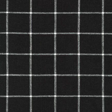 Essex Linen Yarn Dyed in Black Grid  --- Robert Kaufman Fabrics