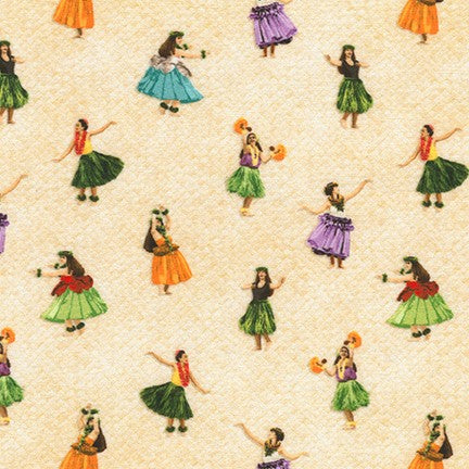 Hula Dancers from Tropical Gardens: Aloha Iki--- Robert Kaufman Fabrics