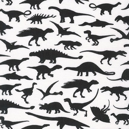 Black Dinos -- Alphabetosaurus by Studio RK --- Robert Kaufman Fabrics