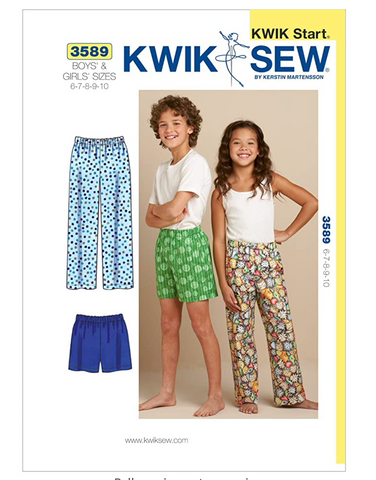Kwik Sew Sleep Pants and Shorts Sewing Pattern, Size 6-7-8-9-10
