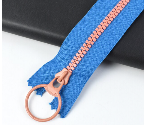 Blue 3# Resin Zippers 15-40cm Closed End Pull Ring Zip