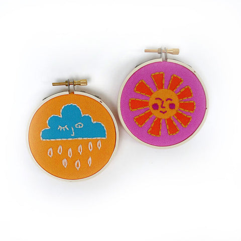 Sun + Cloud Mini Embroidery Kit -- RikRack Embroidery