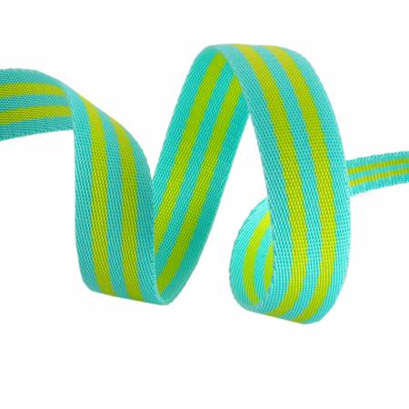 Tula Pink Webbing 2yd x 1.5in - Blue & Green -- Renaissance Ribbons Inc