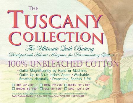 Batting Tuscany Unbleached Cotton 72in x 96in Twin --- Hobbs