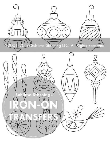 Vintage Ornaments Iron-on Embroidery Transfer -- Sublime Stitching