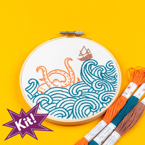The Kraken! 5" Embroidery Kit -- PopLush Embroidery
