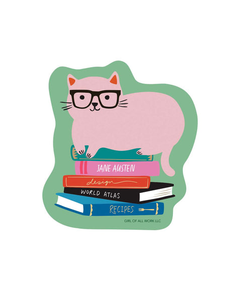 Library Cat Vinyl Sticker