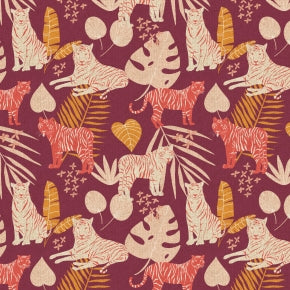 Jungle Cruisin' - Stripe Squad - Passion Pink Unbleached Canvas Fabric --  Cotton + Steel Fabrics