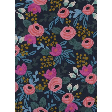 Rosa in Navy Canvas -- Menagerie by Rifle Paper Co. -- Cotton + Steel Fabrics