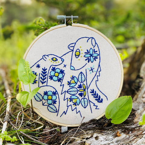 NEW! Folk Polar Bears Embroidery Kit - Colour