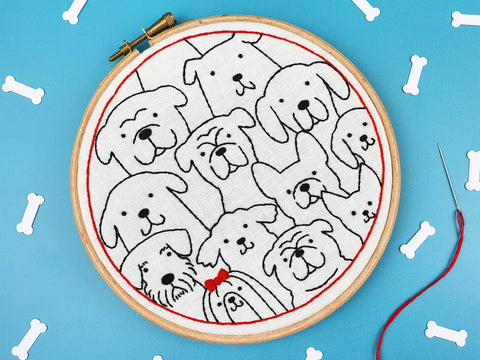 Dogs Pet Handmade Embroidery Kit Hoop Art