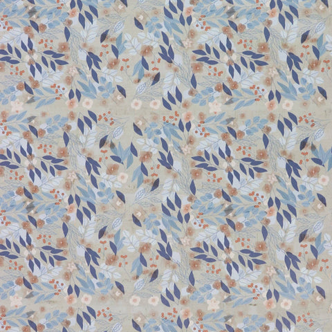 1/2 Yard Cut: Floral Frost Cork Fabric