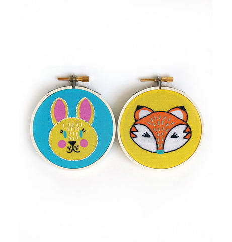 Bunny + Fox Mini Embroidery Kit -- RikRack Embroidery