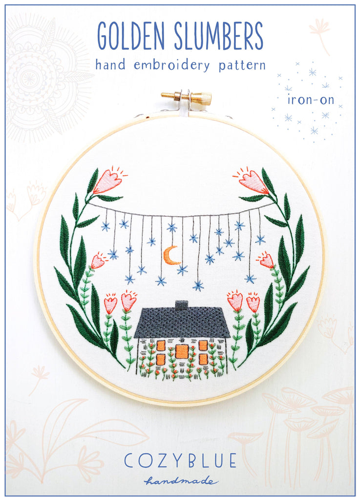 golden slumbers iron-on embroidery pattern – Three Little Birds Sewing Co.