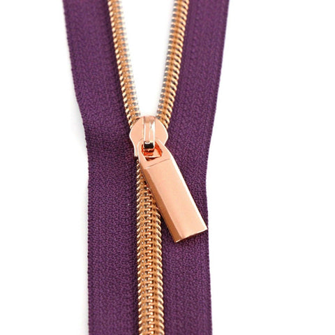 Limited Edition: Purple #5 Nylon Coil Zippers: 3 Yards with 9 Pulls