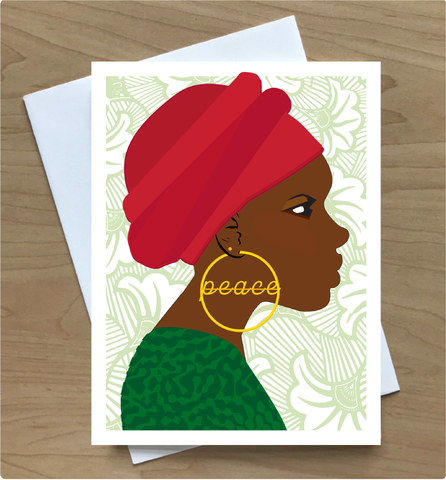 Holiday Card - Red Headwrap (Peace)