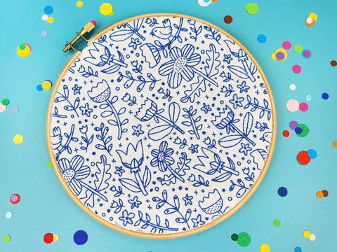 Doodle Floral Handmade Embroidery Kit Hoop Art