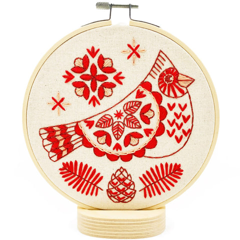 NEW! Folk Cardinal Complete Embroidery Kit