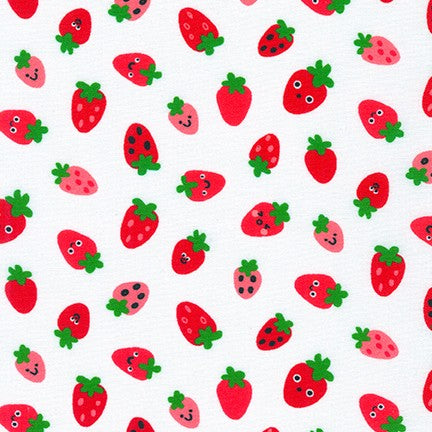 Strawberries on White -- Farm to Table by Ann Kelle --- Robert Kaufman Fabrics