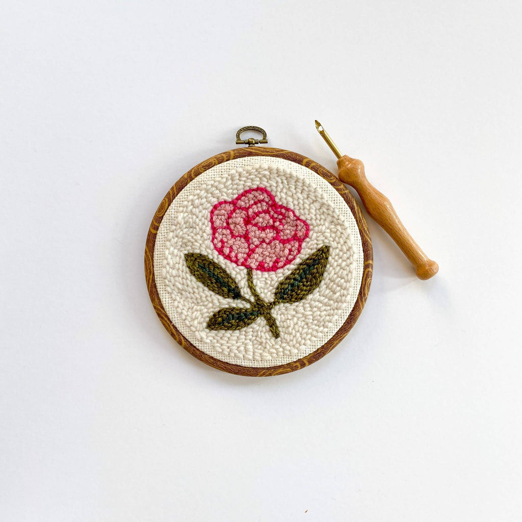 Pink Peony Begin to Punch Needle Kit