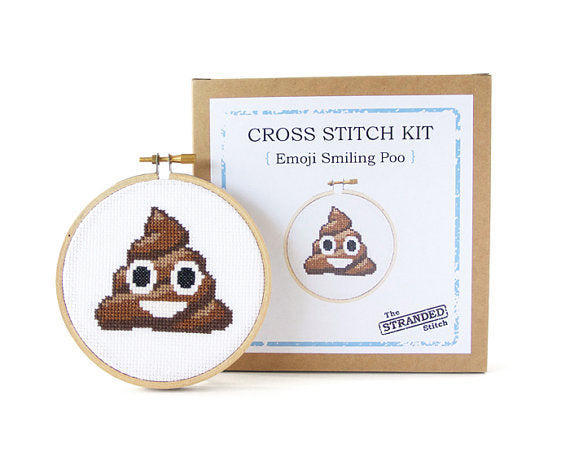 Emoji Smiling Poo Cross Stitch --- Stranded Stitch