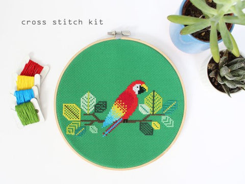 Red Parrot - Modern Counted Cross Stitch kit by Diana Watters